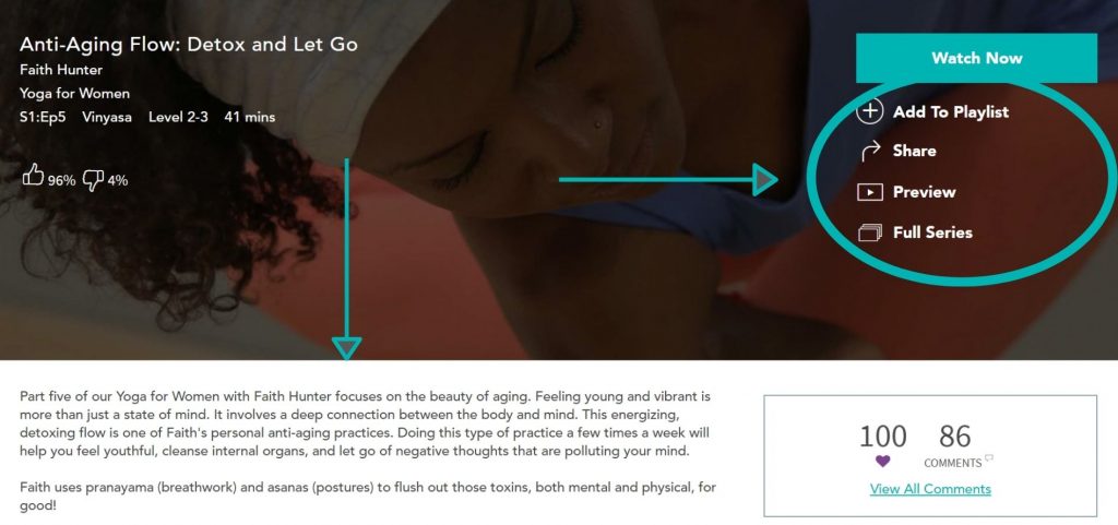 Anti-aging yoga and detox yoga flows on Yoga on Gaia. Gaia.com yoga website.