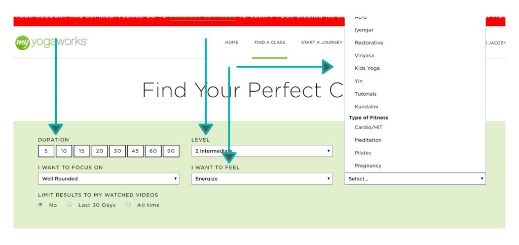 MyYogaWorks online yoga website.